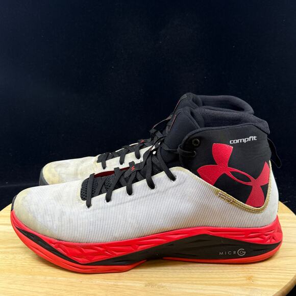 Under Armour Men’s Compfit Micro G Basketball Shoes White/ Red Size 11 - Picture 7 of 10